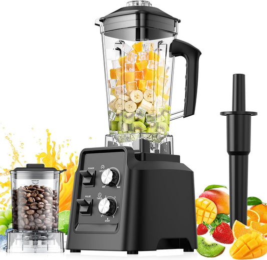 Blenders for Kitchen, Blender & Grinder Combo, Smoothie Blender, 68Oz Pitcher for Crushing Ice, Puree and Frozen Fruit with Autonomous Clean, BPA-Free, Black