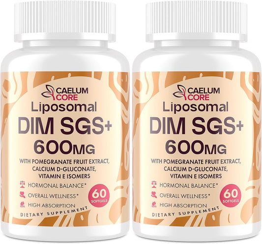 Liposomal DIM SGS Supplement - Hormone Supplement for Women & Men, Estrogen Supplements Contains Sulforaphane Glucosinolate, Vitamin E, Pomegranate Fruit - Support Detox and Antioxidant (2 Pack)
