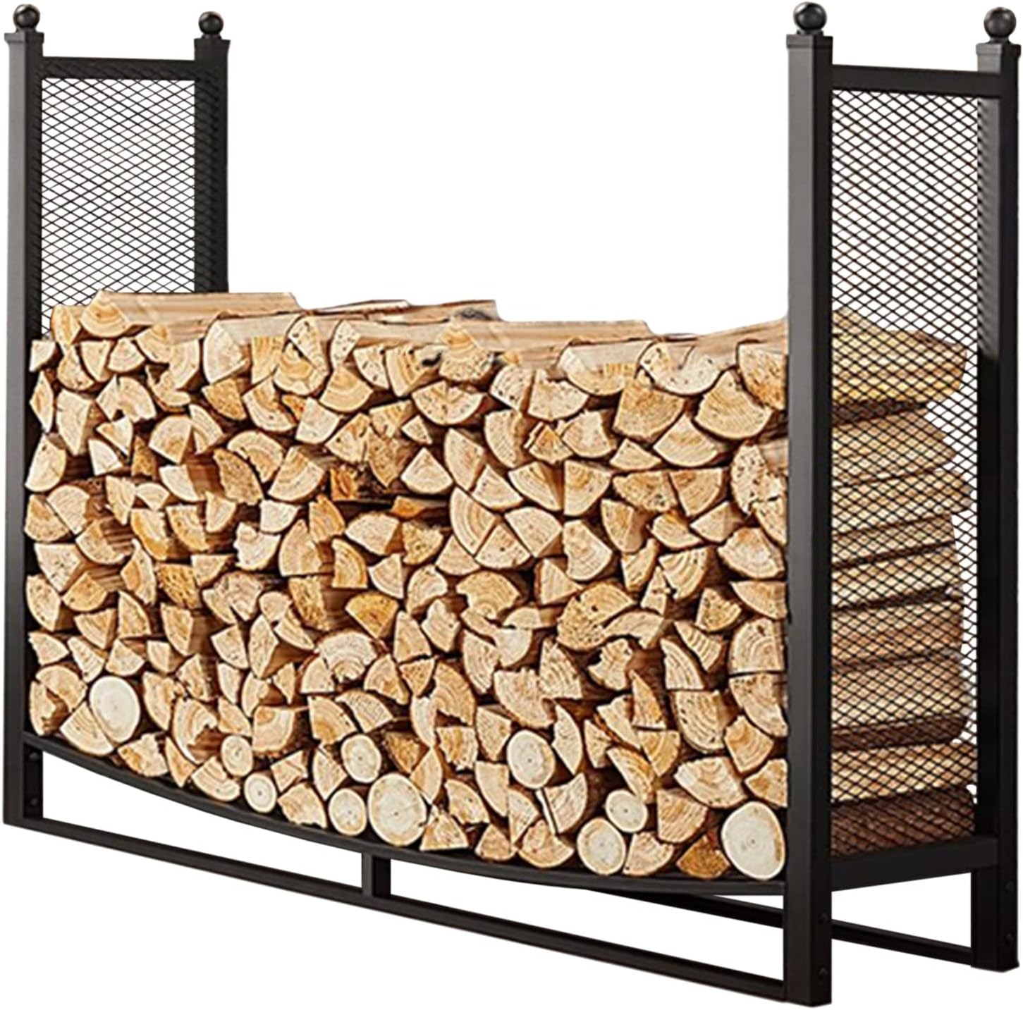 Heavy Duty Log Rack, Metal Lumber Storage Carrier Organizer for Back Porch Deck, Firewood Holder for Indoor/Outdoor Fire Place(