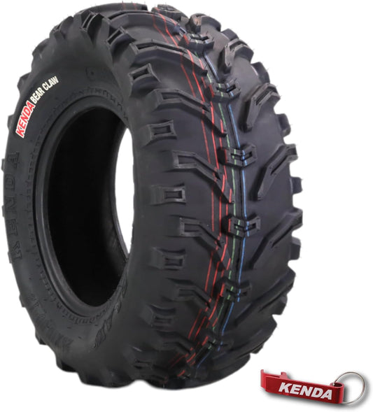 Kenda Bearclaw K299-25x10-12 Rear Tire for All Terrain (ATV), UTV, and Side by Side (SxS) Vehicles - 6-Ply - Bear Claw 25x10x12 with Kenda Keychain
