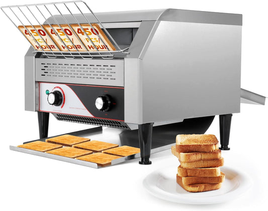 Dyna-Living Commercial Toaster 450 Slices/H Restaurant Toasters 110V 2600W Conveyor Rotating Toaster Oven Commercial Belt Toasters Hamburger Bread Bun Toaster for Restaurant