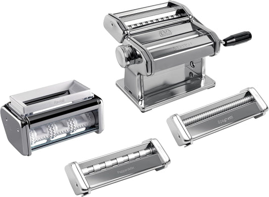 Marcato Multipaste Pasta Machines Set, Chrome Steel, Various Pasta Sizes, 20 x 20 x 15 cm, Easy to Use