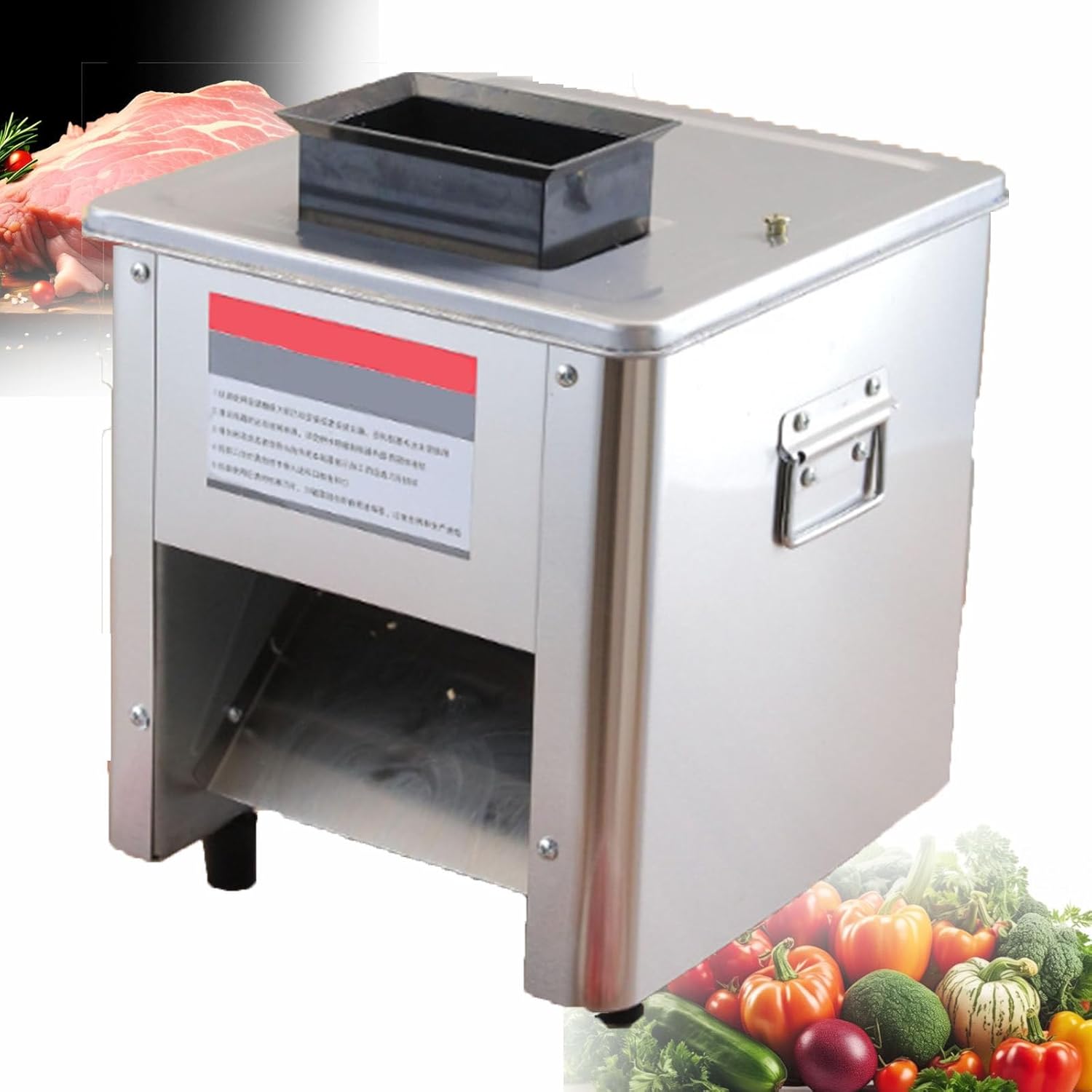 Meat Cutter Machine, Automatic Slice Strip Cube Meat Cutting Machine, Heavy Duty Strip Cube Meat Cutting Machine Blade for Restaurant,15mm