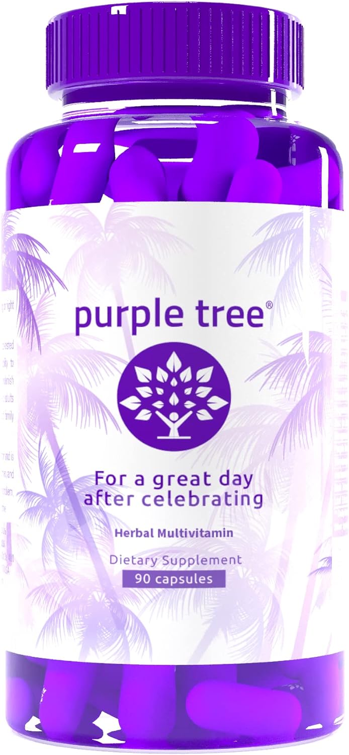 purple tree Post-Celebration Wellness | Liver Support, Body Replenisher, Rapid Hydration | Dihydromyricetin DHM, Milk Thistle, Electrolytes, Vitamin B, Willow Bark, Quercetin (90 Pills)