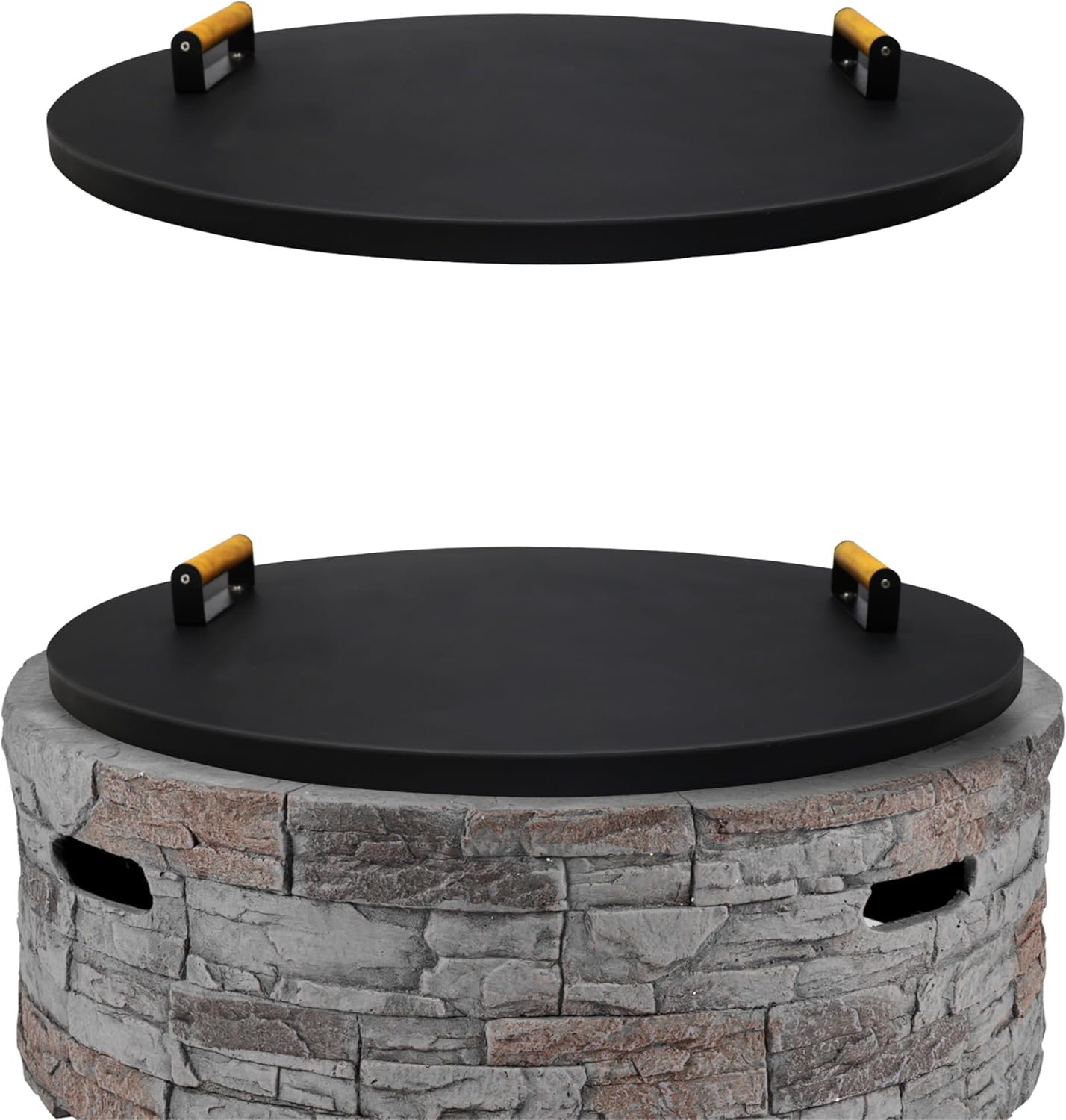 FEBTECH Fire Pit Cover Round 31" - Carbon Steel Solid Fire Pit Snuffer With Heat Resistant Coating - Perfect for Firepit Inside up to 29 Inch - Must Have Fire Pit Accessories for Outdoor Camping