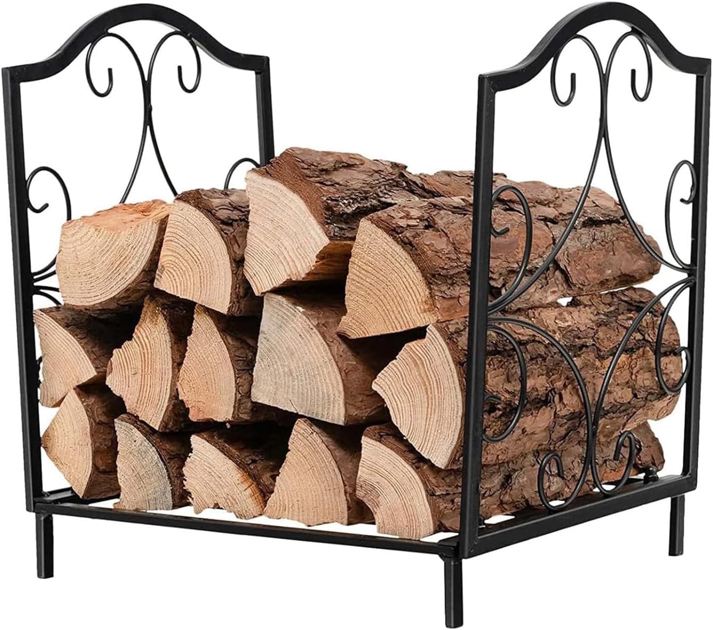 Firewood Rack for Indoor and Outdoor Wood Storage, Stacking Shelf with Heavy Duty Metal Fireplace Log Holder, Holds up to 60kg