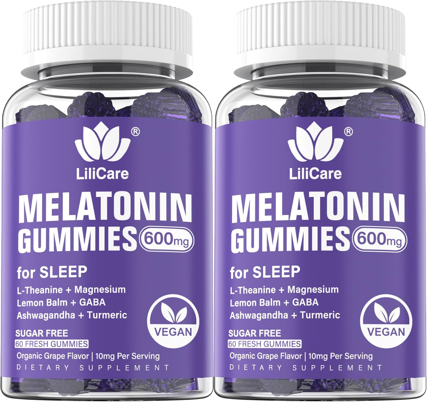 Melatonin 20mg Gummies for Adults (2 Packs) Extra Strength with L-Theanine, Ashwagandha, Magnesium, Turmeric, GABA, Lemon Balm and Chamomile for Supports Healthy Circadian Rhythm, Grape Flavor