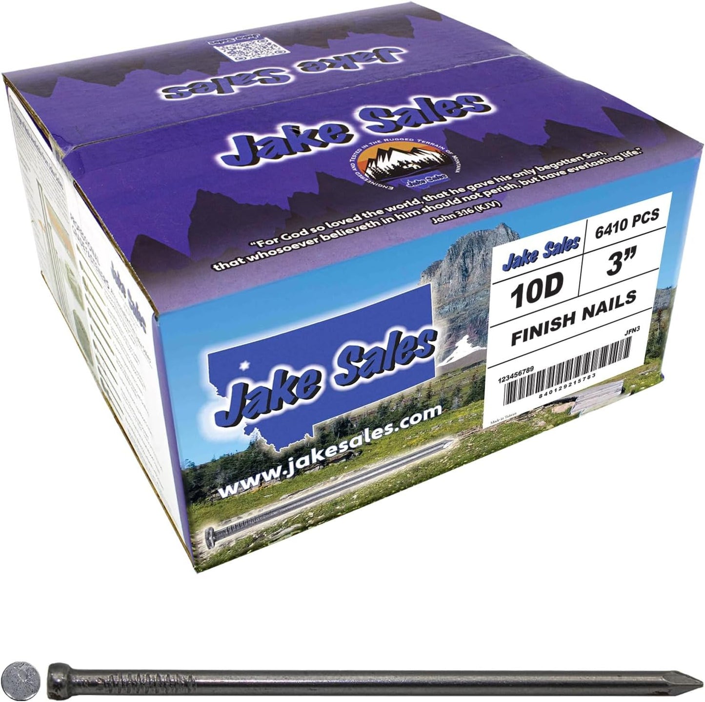 3 Inch (10D) Bright Finish Finish Nails - Full Box ~ 6,410 Nails