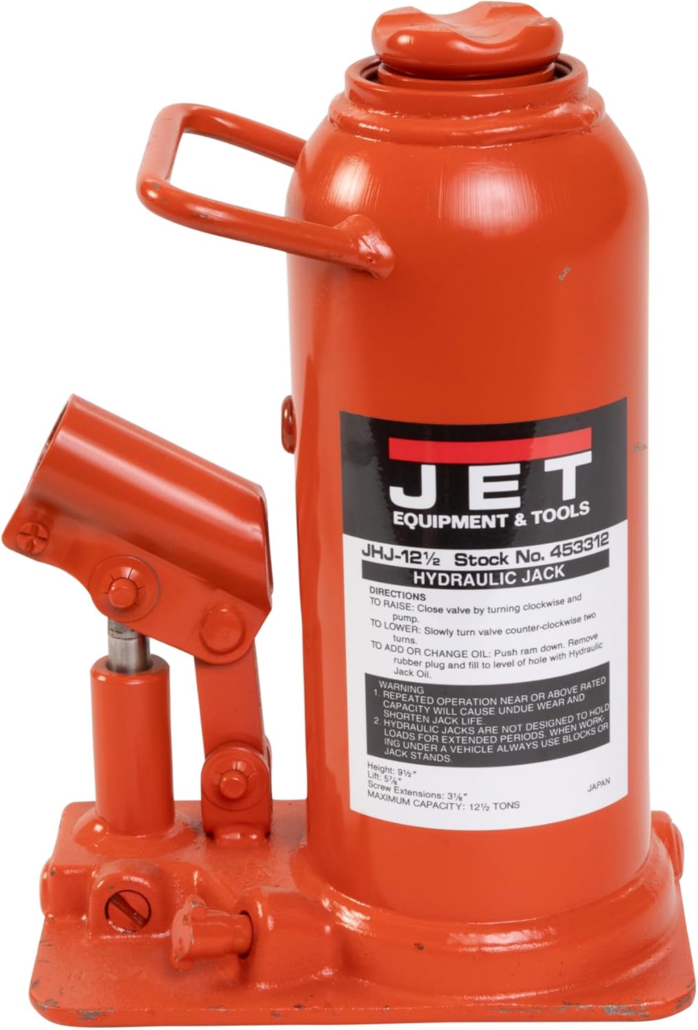 JET 12-1\/2 Ton Hydraulic Bottle Jack (Model JHJ-12-1\/2)