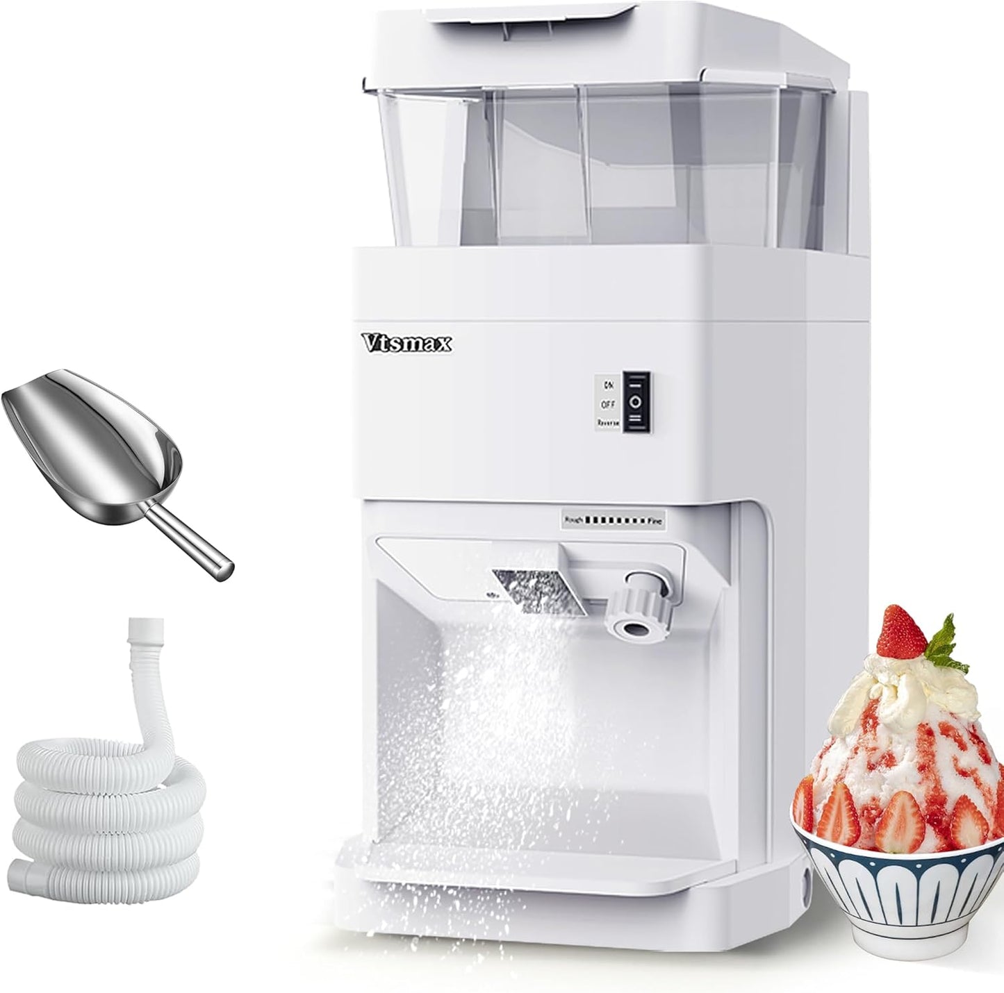Vtsmax Electric Shaved Ice Machine, 300W Ice Shaver Machine, Thickness Adjustable Snow Cone Machine 881LBs\/hr Rotate Speed & Strong Power for Home and Parties Events Snack Bar (6.9Qt)