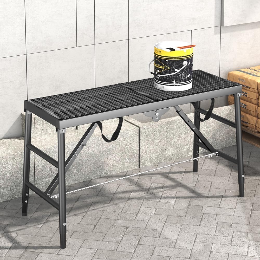 70.87"x15.75" Scaffolding Platform Support 660 Lbs Capacity Portable Work Platform 5 Gear Adjustable Height 31 to 46In Heavy Duty Scaffold Folding Step Ladder Non-Slip Step Tool for Household