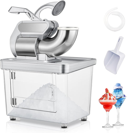 661lbs/H Commercial Ice Crusher Snow Cone Machine, Shaved Ice Machine with Dual Blade and Safety On/Off Switch for Home, Party, Restaurant, Bar