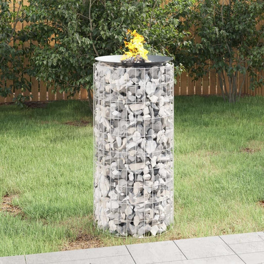 YAFF Outdoor Galvanized Iron Gabion Fire Pit - Round Fire Basket - 19.7" Diameter, 39.4" Height - Silver Finish Mesh Fire Cage