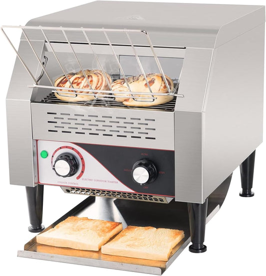 Commercial Toaster,150 Slices/Hour 1300W Stainless Steel Heavy Duty Industrial Toasters w/three-ring Heating Tubes, Countertop Electric Restaurant Equipment for Bun Bagel Bread Baked Food