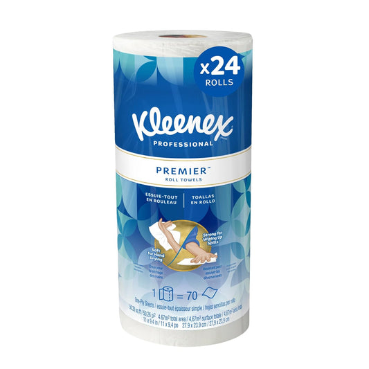 Kleenex Professional Premier Kitchen Paper Towels, Bulk (13964), Cloth-Like Softness, White (70 Sheets/Roll, 24 Rolls/Case, 1,680 Sheet Total)