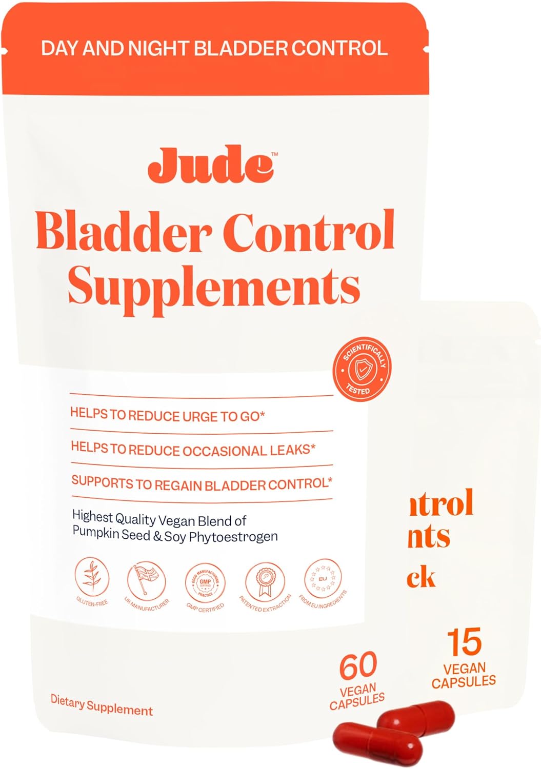 Jude Bladder Control Supplements for Women | Overactive Bladder Support Pills to Reduce Leakage and Incontinence | Day and Night Tablets with Go Less for Frequent Urination, Nocturia, OAB | 75 Count