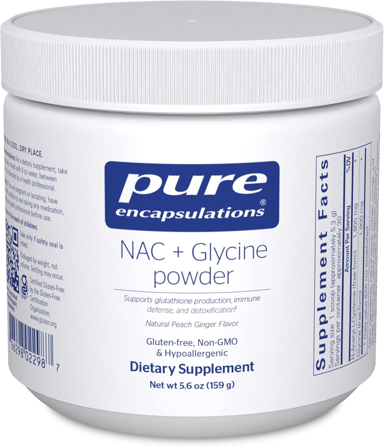 Pure Encapsulations NAC + Glycine Powder - Immune Support, Detox Cleanse & Glutathione Production* - Conditionally Essential Amino Acids - Gluten Free & Non-GMO - 5.6 oz