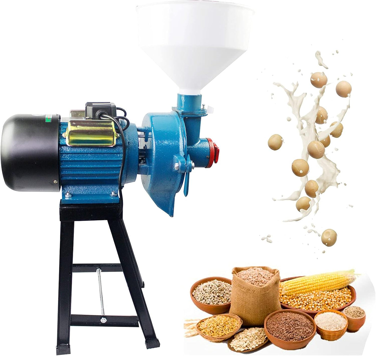 Grinder machine 2200W Electric,2in1 Dry and Wet Grinder Rice Wheat Mill Corn Grain Poultry Feed Grinder Machine +Funnel,110V Stainless Steel Corn Grinding Grinder