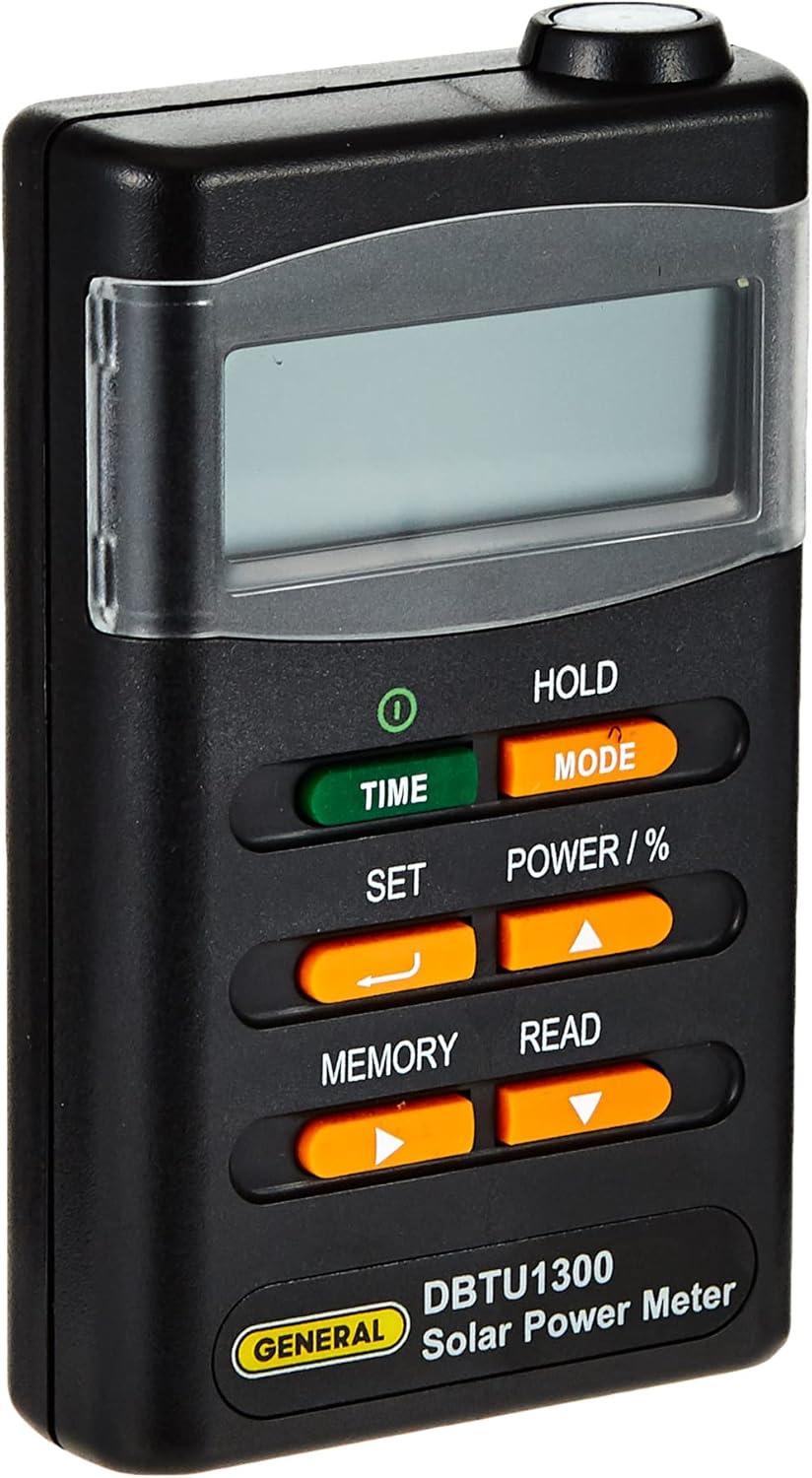General Tools Handheld Digital Solar BTU Power Tester Meter #DBTU1300 With 4 Digit LCD Display, Wide Spectral Range, Cosine Corrected