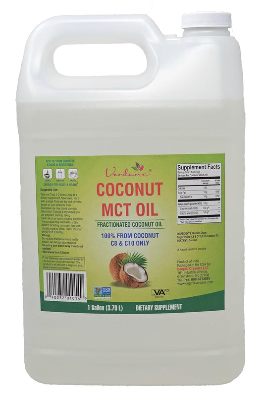 Verdana MCT Oil, Fractionated, 100% from Coconut - 1 Gallon - Kosher Food Grade, Vegan, Non-GMO - Great for Keto and Paleo Diet (128 Fl Oz)