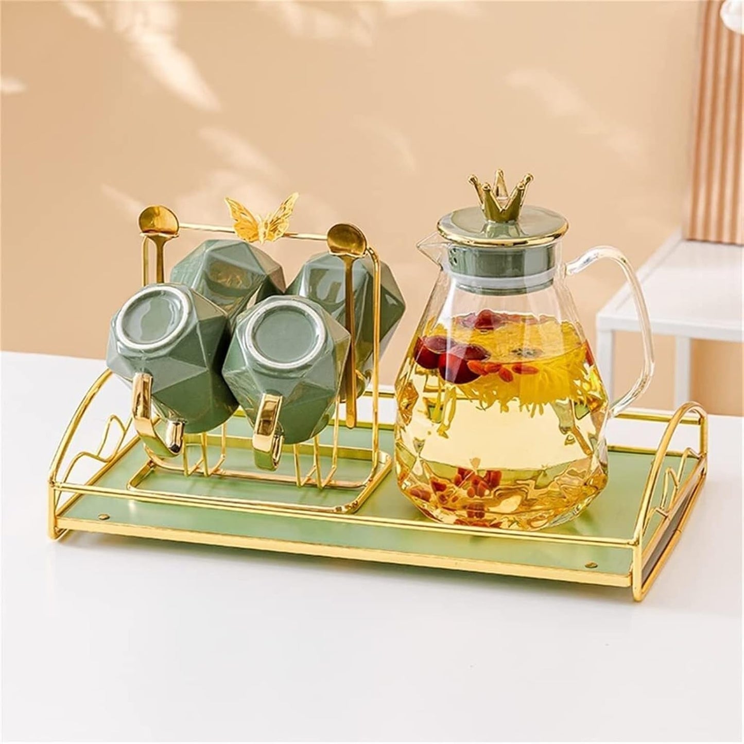 Nordic Kettle Set Cup Home Set Water Appliance Living Room Hospitality Glass Flower Teapot Complete Set