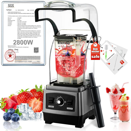 2025 Upgrade Commercial Blender | SGS German Super Motor 2800W| Dishwasher Safe | 6-Piece Japanese Blades, 3-Second Quick Ice Crushing |Quiet Blender for Juices and Smoothies