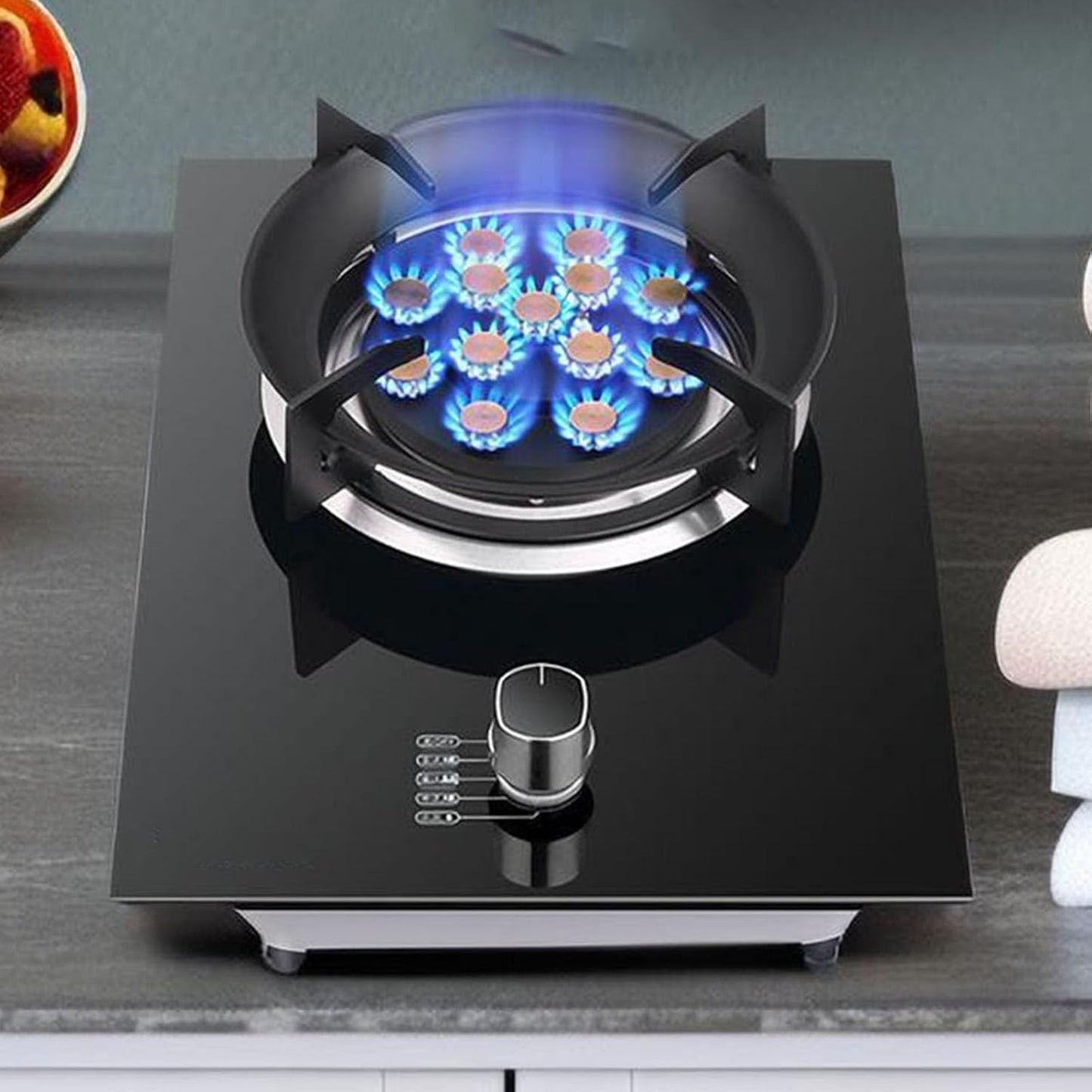 BXKCFYBSQ 1 Burner Gas Stove, 7.2KW 13 Cavity High Flame, Cast Iron Pot Rack, with Flameout Protection, Suitable for Home Kitchens (Size : NG)