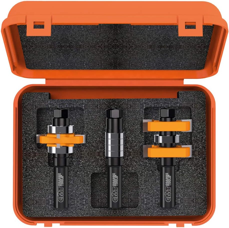 CMT 800.625.11 Adjustable Tongue and Groove Bit Set for Mission Style Cabinet Doors, 1/2-Inch