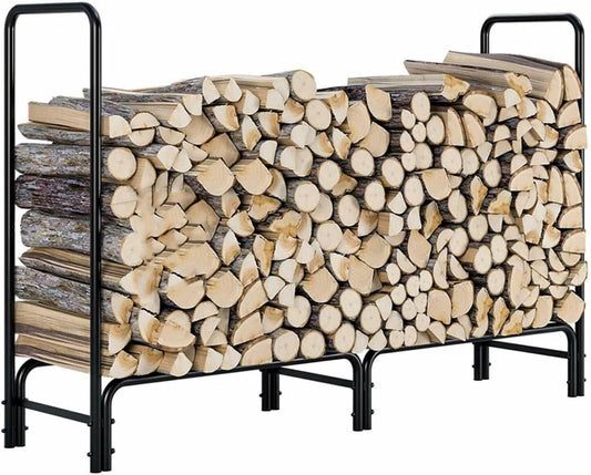 Large Firewood Rack, Wrought Iron Log Storage Rack for Indoor Outdoor Fireplace/Woodburning Stove/Back Porch