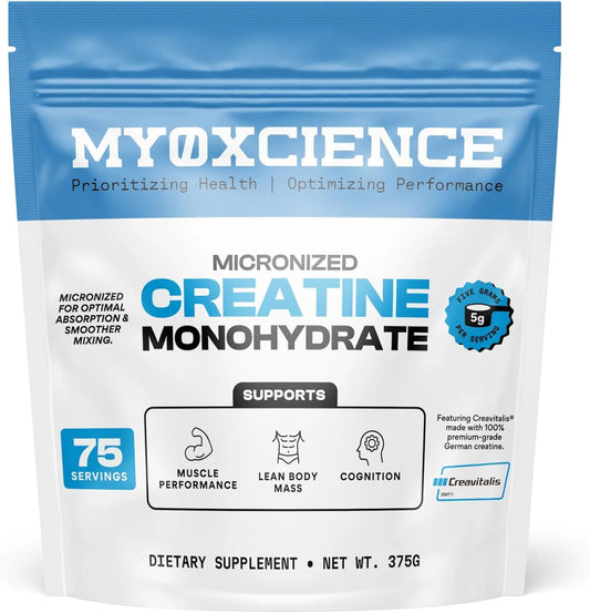 MYOXCIENCE Micronized Creatine | with 100% Creavitalis—The World’s Purest Micronized Form of Creatine Monohydrate | Supports Muscle Performance, Lean Body Mass, & Cognition | 75 Servings