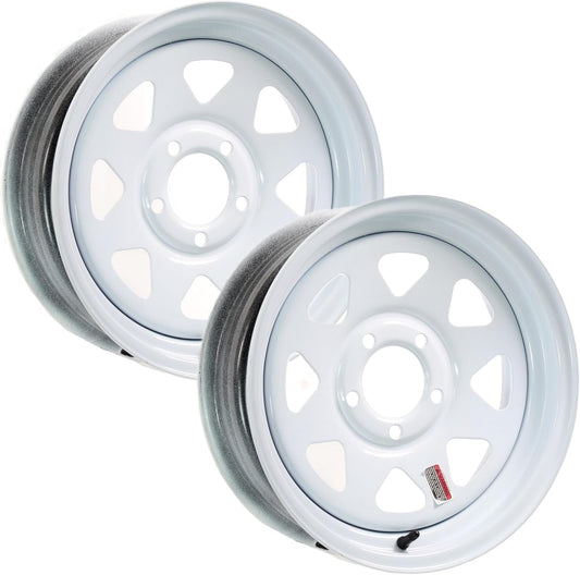 eCustomrim 2-Pack Trailer Rim Wheel 14X5.5 5 Lug On 4.5" Center White Spoke