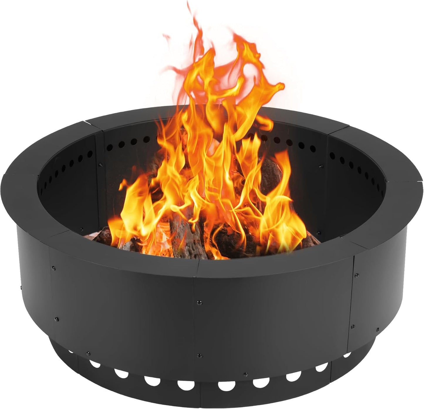 BPS Metal Fire Pit, 37 Inch Outer\/30 Inch Inner Smokeless Double-Layer Outdoor Firepit for Backyard Wood Burning, Campfire