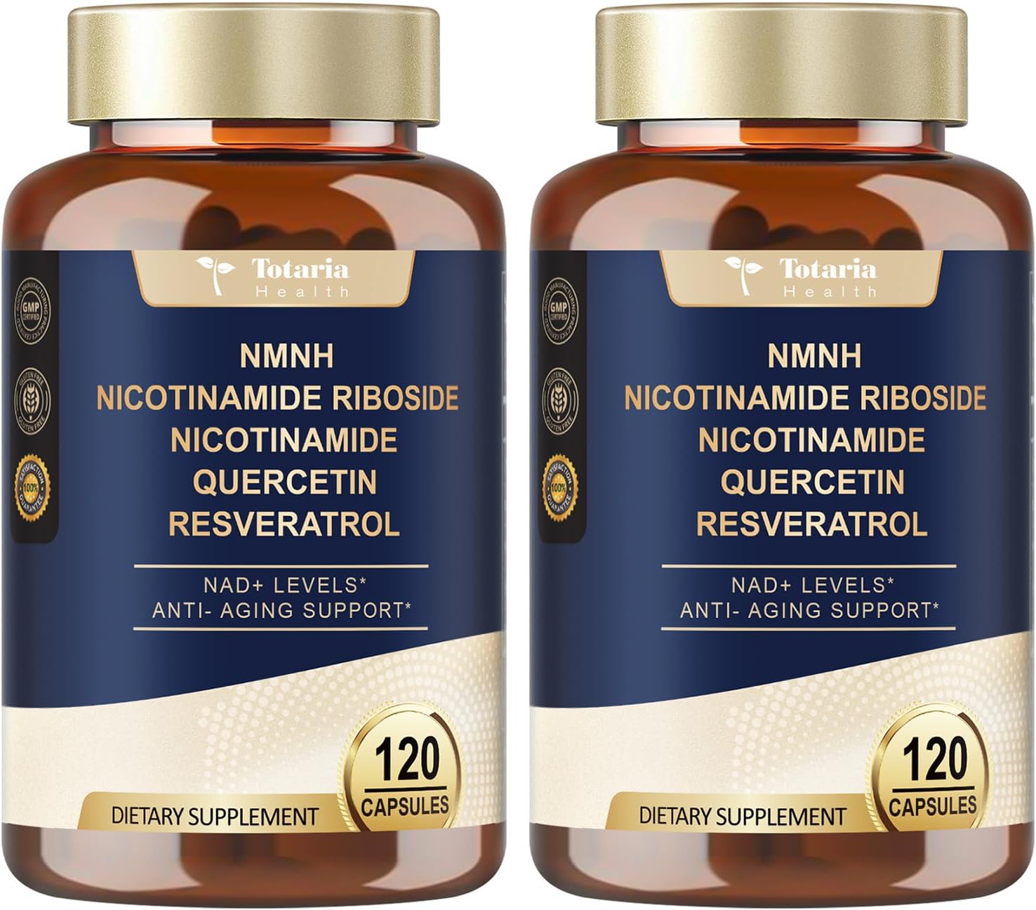 Totaria NMNH (Dihydronicotinamide Mononucleotide), NMNH Supplement w\/Niacinamide (Vitamin B3), Quercetin, Trans-Resveratrol, Support NAD+, Anti-Aging, Skin Cell Health & Energy, 240 Count