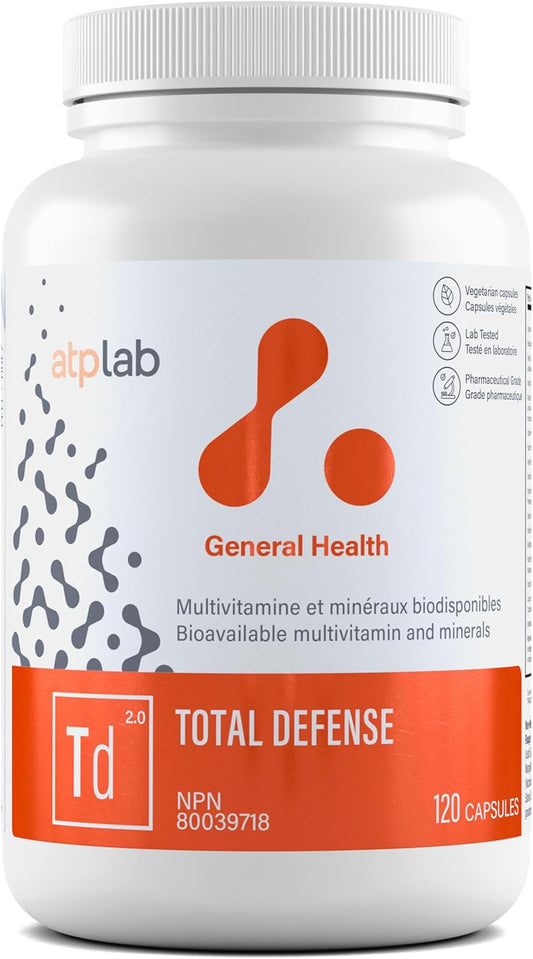 ATP LAB Total Defense, 120 Caps 120-Day Supply - Multivitamin/Multimineral Supplement for Adults - Zinc & Vitamin D3 with B Vitamins (B1, B2, B3, B6, B12), Copper & Magnesium, Daily Wellness Support