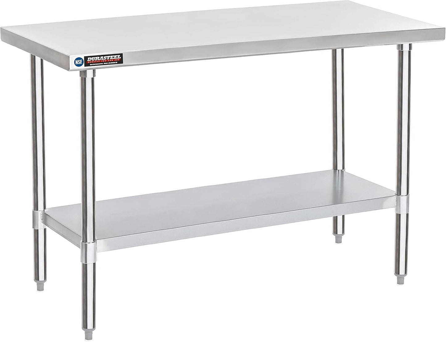 DuraSteel 30x60 Stainless Steel Work Table - NSF Commercial Prep Metal Table - Outdoor Pizza Oven Stand w\/Under Shelf - Kitchen Island Laundry Utility Garage Microwave Stand Large Rolling Storage Cart