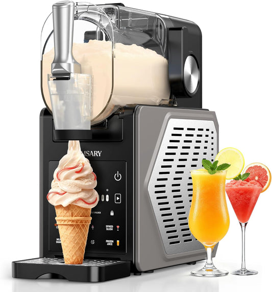 Slushie Machine, 85oz Ice Cream & Slushy Machine, with LED Display, 6 Preset Programs for Margaritas, Frappés, Milkshakes, and Soft Serve, One-Button Operation, Automatic Cleaning