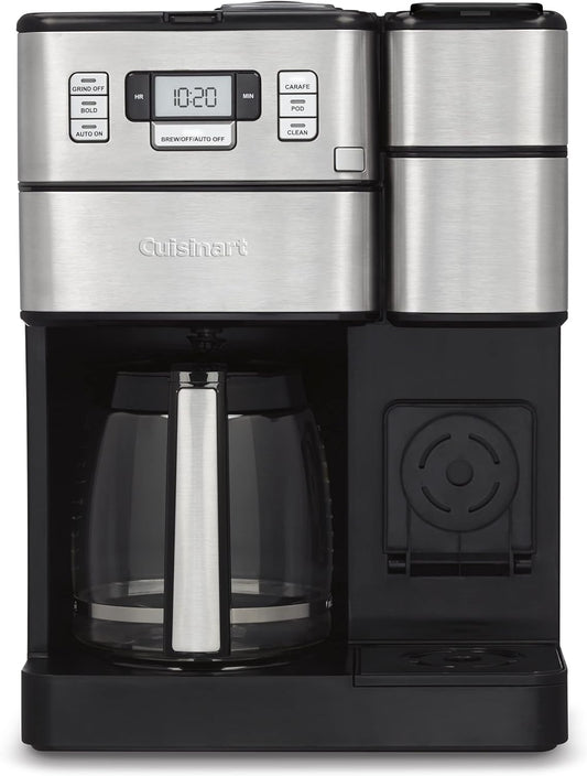 Cuisinart Coffee Center Grind and Brew Plus, Built-in Coffee Grinder, Coffeemaker and Single-Serve Brewer with 6oz, 8oz and 10oz Serving Size, Black\/Silver, SS-GB1NAS