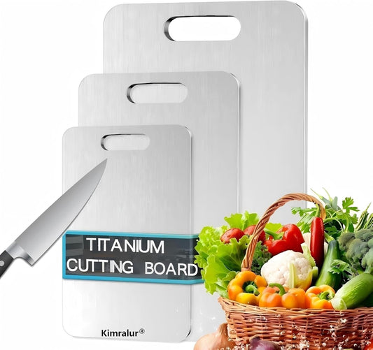 Titanium Cutting Board, Double Sided Titanium Cutting Boards for Kitchen, Non Toxic Non Slip, Chopping Board, Dishwasher Safe, Easy to Clean