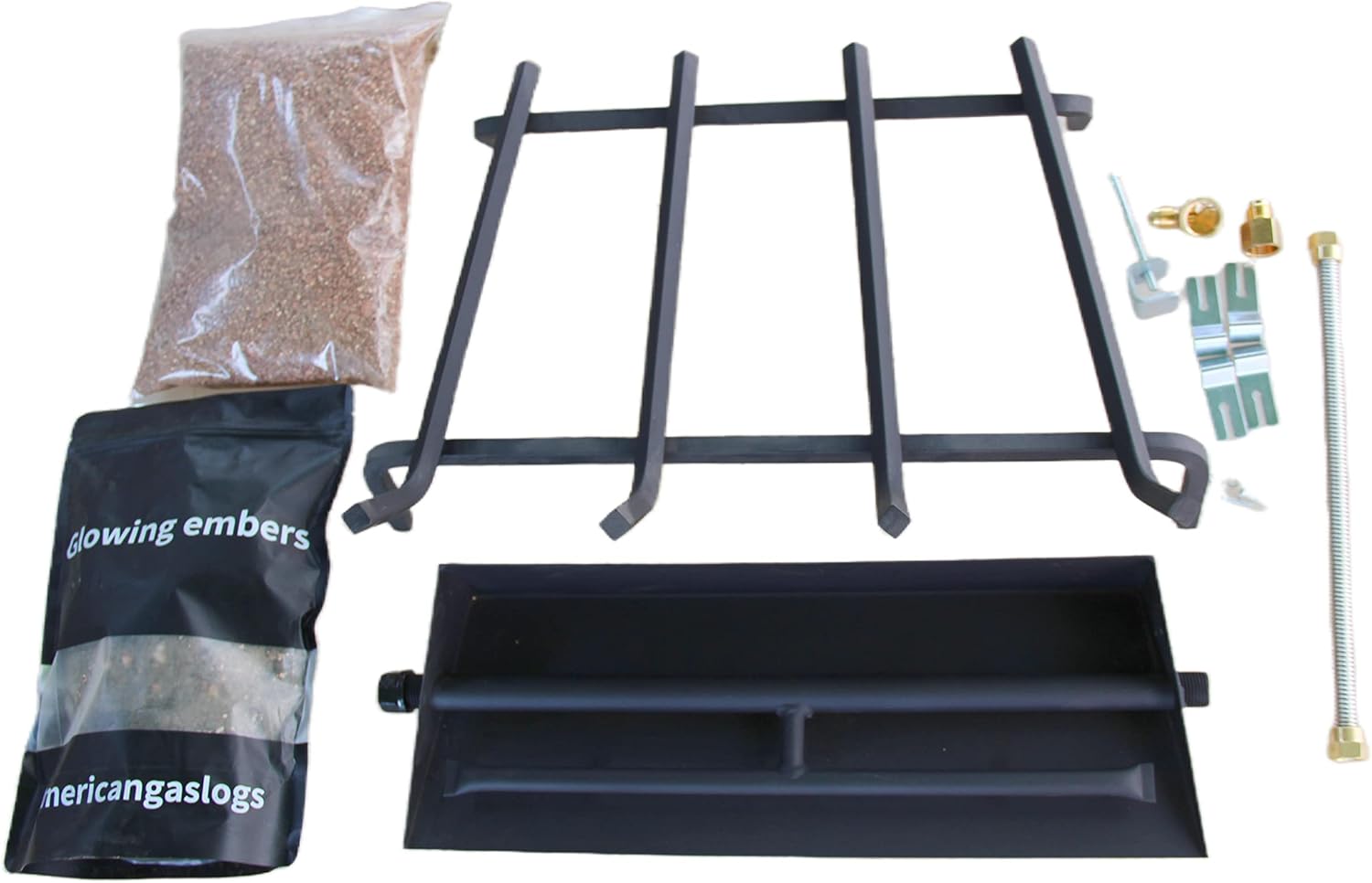 18"-30" Burner Pan for Gas Fireplace Gas Fireplace Burner Gas Logs Propane Burner (18 inch Two Pipe)