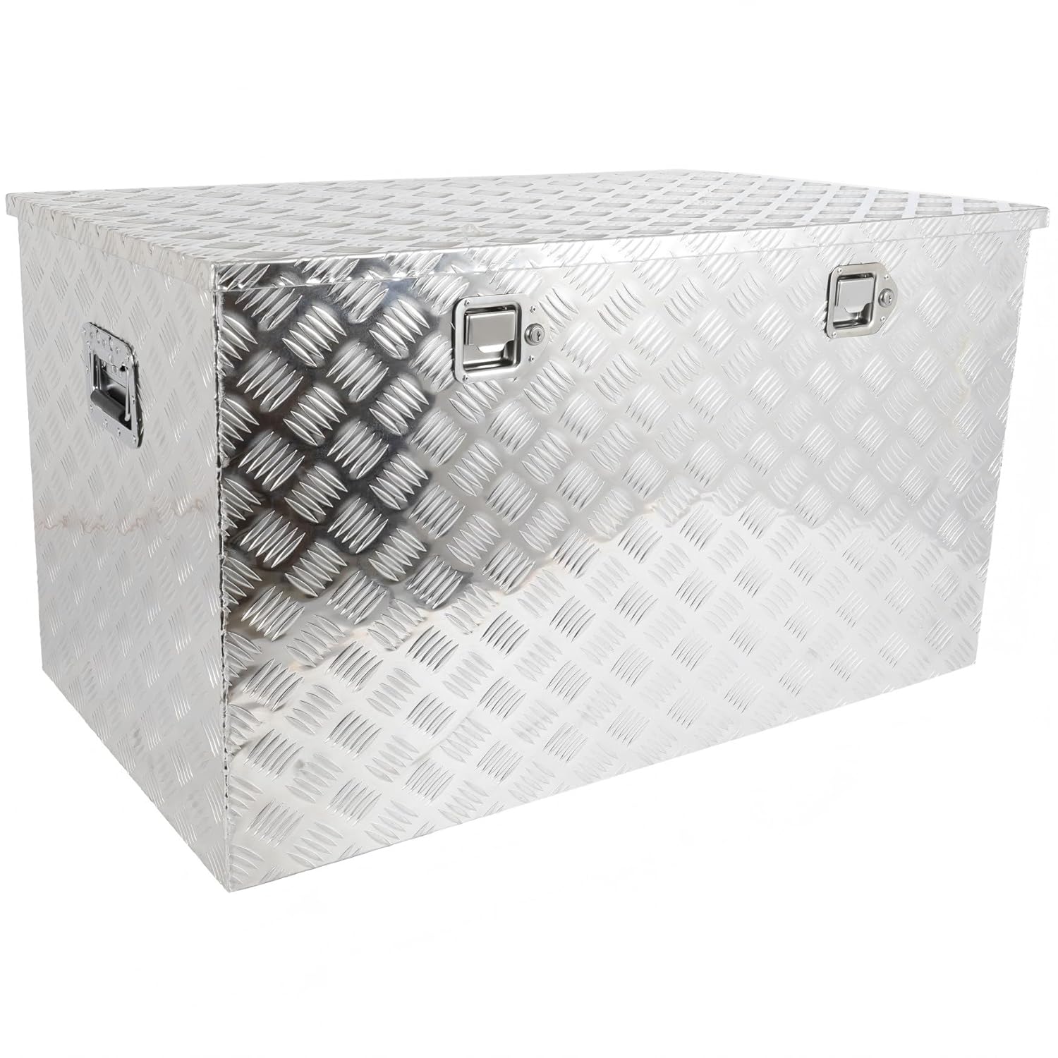 SCITOO 44 Inch Truck Bed Tool Box Aluminum Heavy Duty Diamond Plate Trailer Tool Box with Lock Keys Waterproof Storage Organizer Chest for Pick up Truck Bed ATV RV Trailer Silver 44X24X24