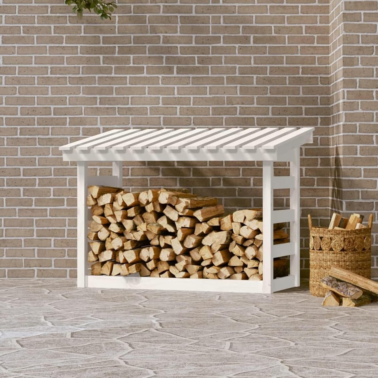 Firewood Rack 108x64.5x78 cm, firewood Storage Rack Shelf, Ventilation Metal Wood Storage Holder for Outside Inside Wood Stand Set