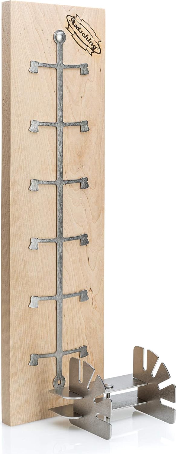 Axtschlag Essential Line Flame Salmon Board Birch Wood Extra Strong 4-Way Adjustable Stainless Steel Bracket for Fire Bowl, Fire Barrel, Fire Basket