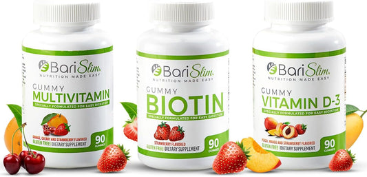 BariSlim Bariatric Multivitamin Gummies - Specially Formulated Gummy Vitamin for Patients After Weight Loss Surgery - Easy to Digest & Great Tasting Fruit Flavors | Pack of 3 (90 Fruit Chews)
