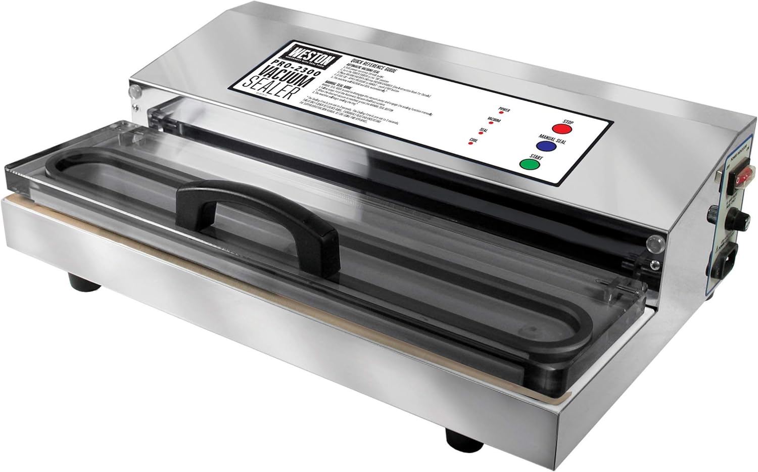Weston Brands Vacuum Sealer Machine for Food Preservation & Sous Vide, Extra-Wide 5mm Bar for Sealing Bags up to 16" Wide, 935 Watts, Commercial Grade Pro 2300, Stainless Steel (65-0201)