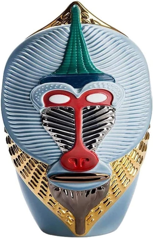 Sculpture Vase Ceramic Vase Monkey Head Mask Art Home Decoration Accessories Flower Dried Flower Flower Arrangement Appliance Crafts