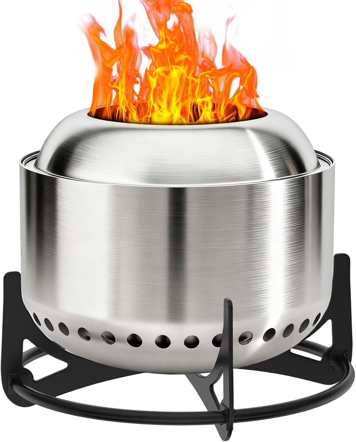 20 Inch Smokeless Fire Pit with Stand/Removable Ash Pan/Campfire Ring - 304 Stainless Steel Smokeless FirePits for Outside Wood Burning, Outdoor Fire Pit Portable for Patio, Camp