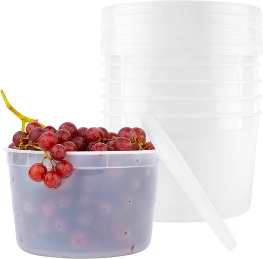 BluShine [12 Sets - 64 oz.] Plastic Deli Food Storage Containers with Airtight Leak Proof Lids - Washable And Reusable - Recyclable BPA-Free - Microwave, Fridge, and Freezer Safe