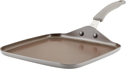 Rachael Ray Cook + Create Nonstick Stovetop Griddle\/Grill Pan, Square, 11 Inch, Gray