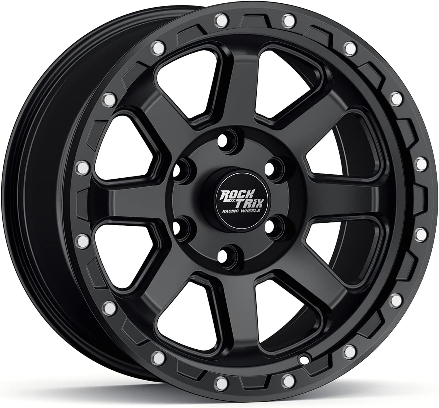 RockTrix RT116 17 inch Wheel Compatible with 2001+ Toyota Tacoma 6x5.5" (6x139.7) Bolt Pattern, 17x9 (-12mm Offset), 106.1mm Bore, Matte Black, Also fits 2002+ 4Runner, FJ Cruiser, 99-06 Tundra