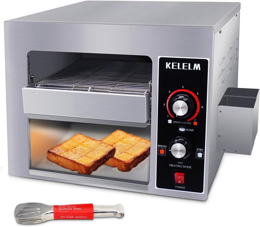 Conveyor Toaster,Commercial Toaster, Heavy Duty Restaurant 300 Slices for Bread Bun Bagel Baked Food,1.9KW